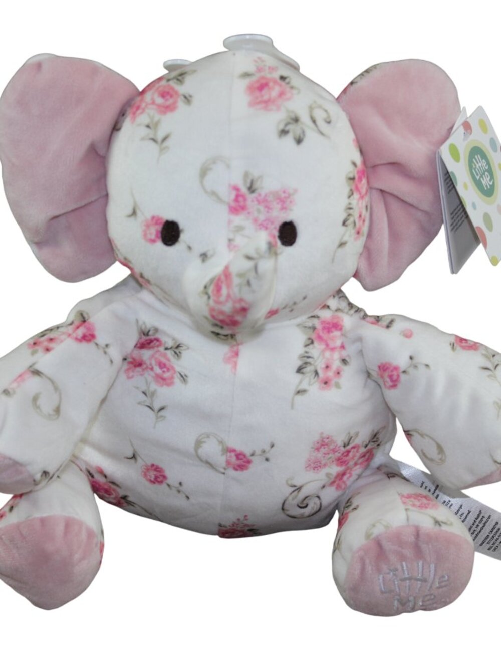 Little Me Floral Elephant Plush Rattle Stuffed Animal Toy Pink Baby Girls NWT